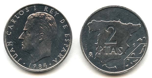 Spain KM822(U) 2 Peseta β Lot of 25 representative product image