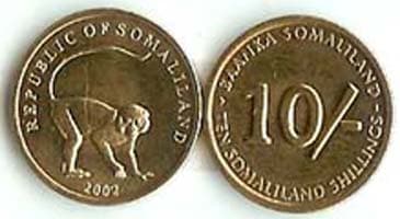 Somaliland KM3(U) 10 Shillings - Monkey β Lot of 65 representative product image
