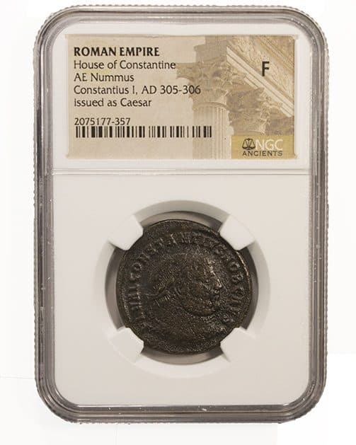 NGC-Certified Roman Coin: CONSTIUS1ST(AE1), Grade F β representative ECC supplier stock image; exact coin and slab vary