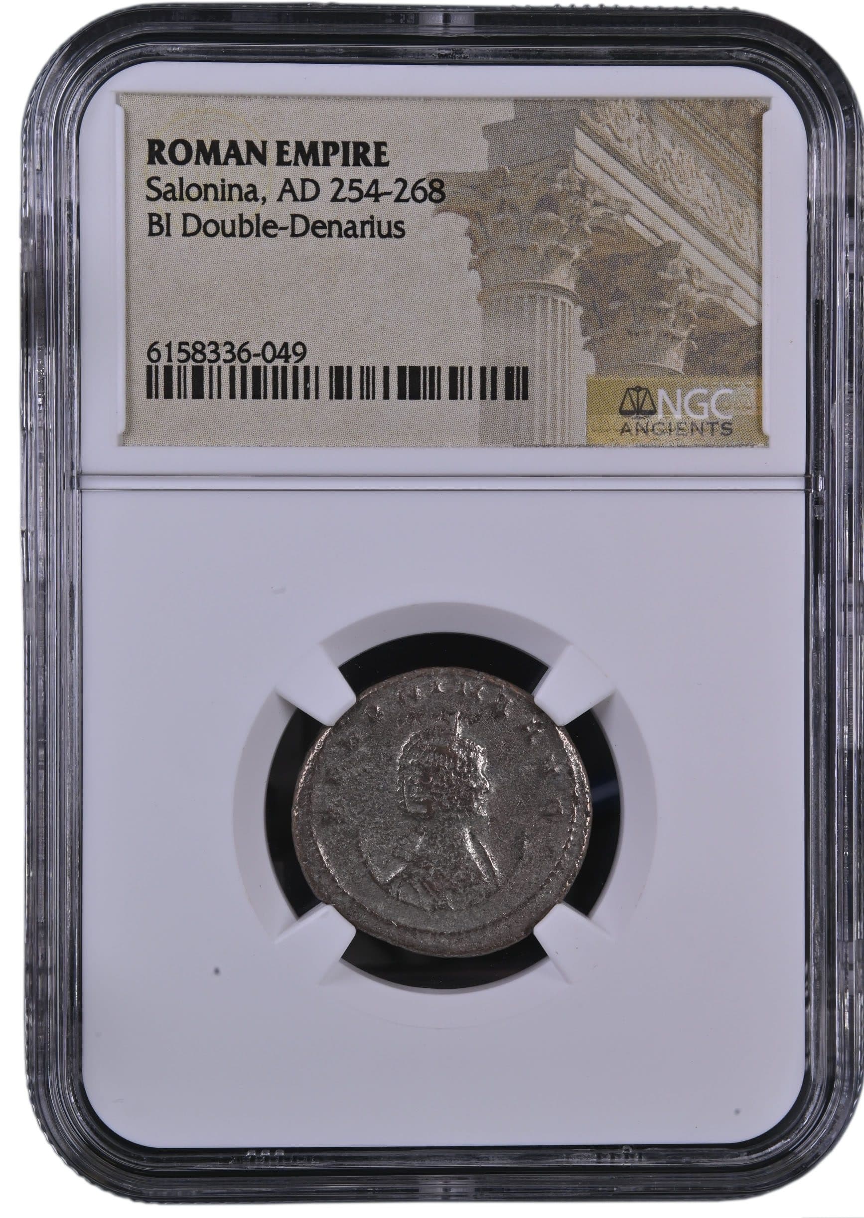 NGC-Certified Roman Coin: Salonina, Ag ANT, Grade LG β representative ECC supplier stock image; exact coin and slab vary