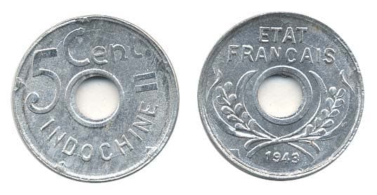 French Indo China KM27(U) 5 Cents β Lot of 4 representative product image