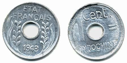 French Indo China KM26(U) 1 Cent β Lot of 6 representative product image