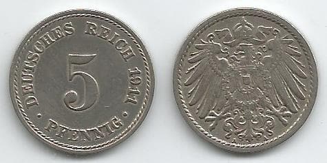 Germany KM11(XF) 5 Pfennig – Lot of 24 representative product image