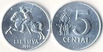 Lithuania KM87(U) 5 Centai (Horse) β Lot of 100 representative product image