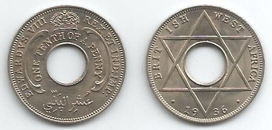 British West Africa KM14(U) 1/10 Penny β Lot of 7 representative product image