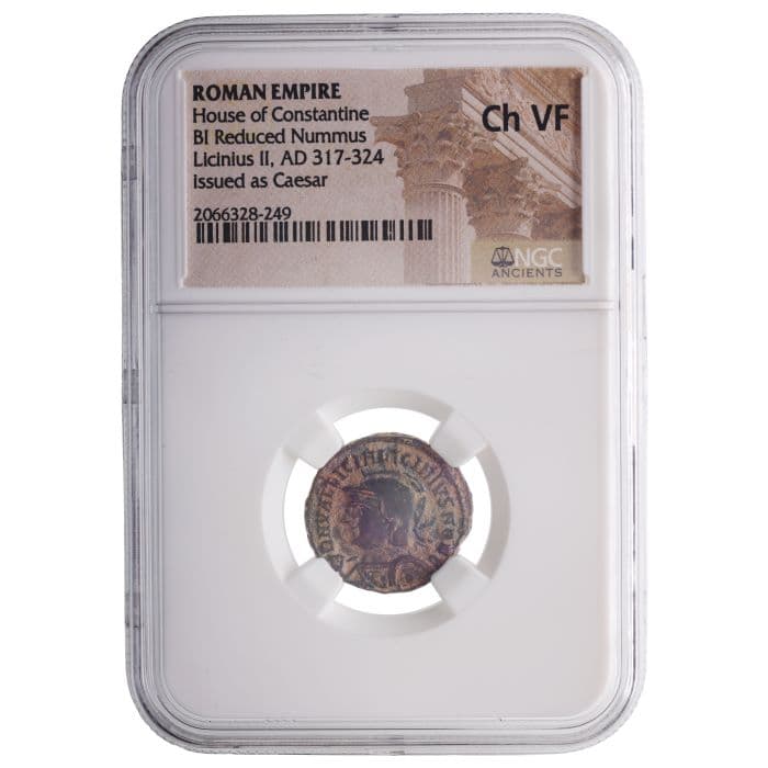 NGC-Certified Roman Coin: LICINIUS2ND(AE3), Grade CH-VF — representative ECC supplier stock image; exact coin and slab vary