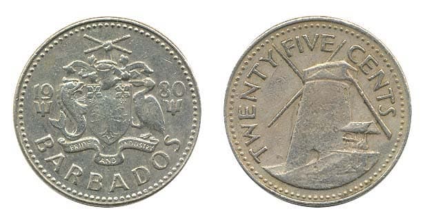 Barbados KM13(F-VF) 25 Cents β Lot of 50 representative product image