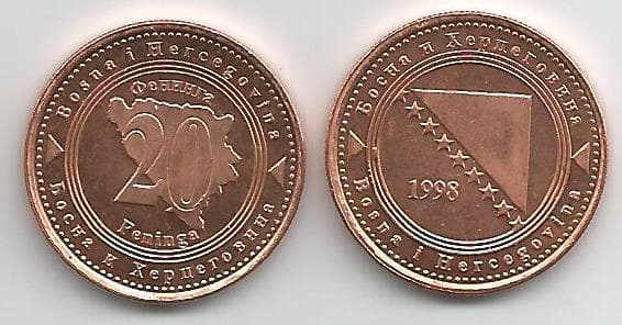 Bosnia-Herzegovina KM116(U) 20 Feninga β Lot of 30 representative product image