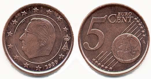 Belgium KM226(U) 5 Belg. Cents * β Lot of 100 representative product image