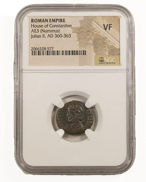 NGC-Certified Roman Coin: JULIAN2ND(AE2/3), Grade VF — representative ECC supplier stock image; exact coin and slab vary
