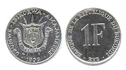 Burundi KM19(U) 1 Franc β Lot of 80 representative product image