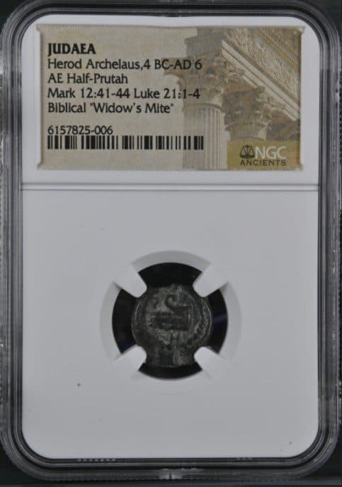 NGC-Certified Roman Coin: Herod Archelaus, Grade HG β representative ECC supplier stock image; exact coin and slab vary