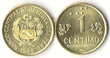 1,000 Peru KM303(U) 1 Centimo Bulk World Coins representative product image