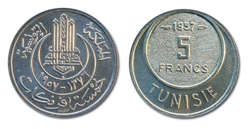Tunisia KM277(U) 5 Francs β Lot of 10 representative product image