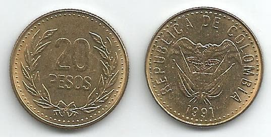 Colombia KM282.1(U) 20 Pesos β Lot of 40 representative product image