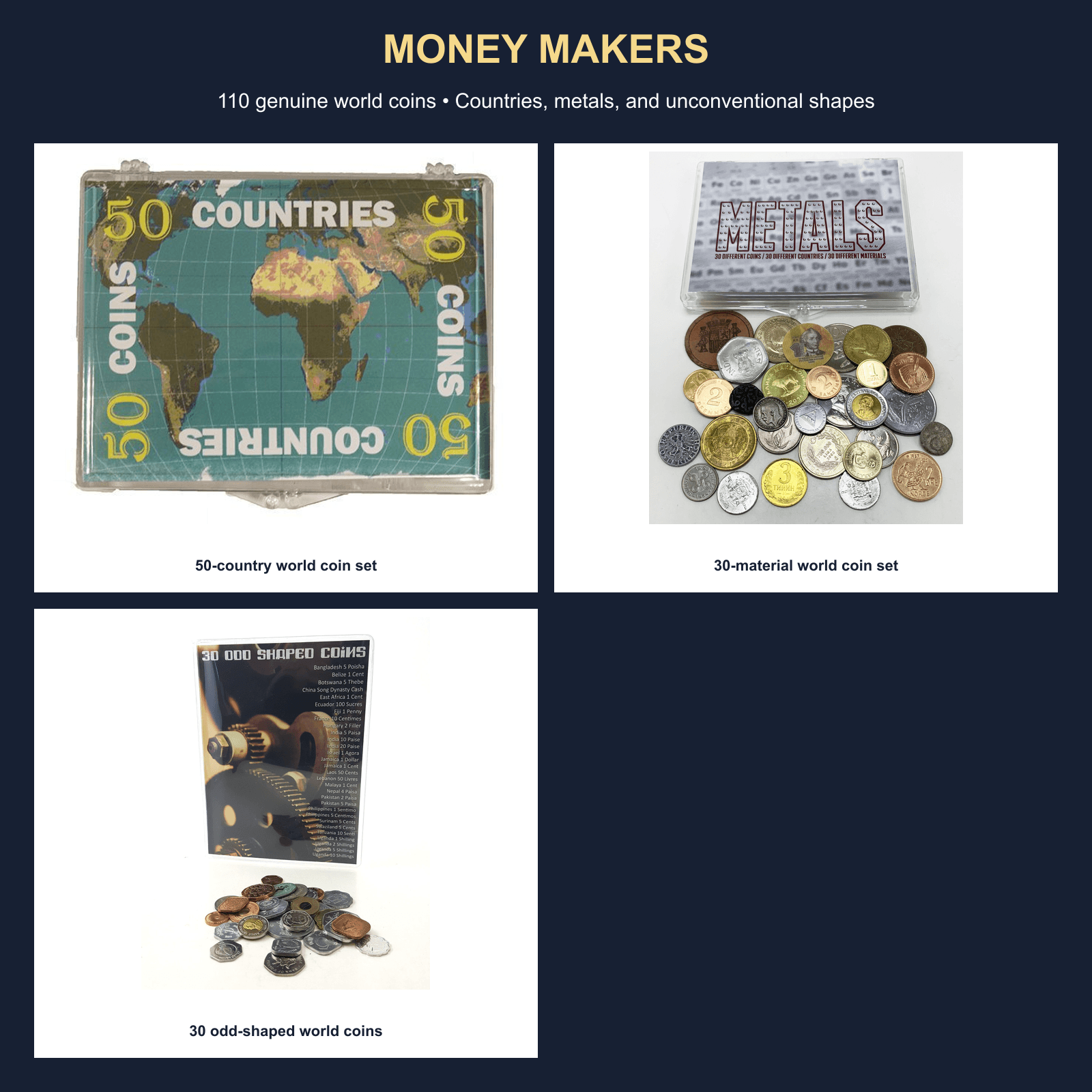 Money Makers: 110-Coin World Materials Collection physical curated coin collection