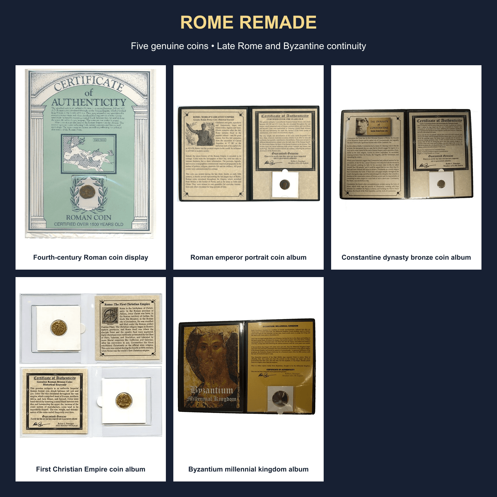 Rome Remade: 5-Piece Late Roman and Byzantine Coin Collection physical curated coin collection