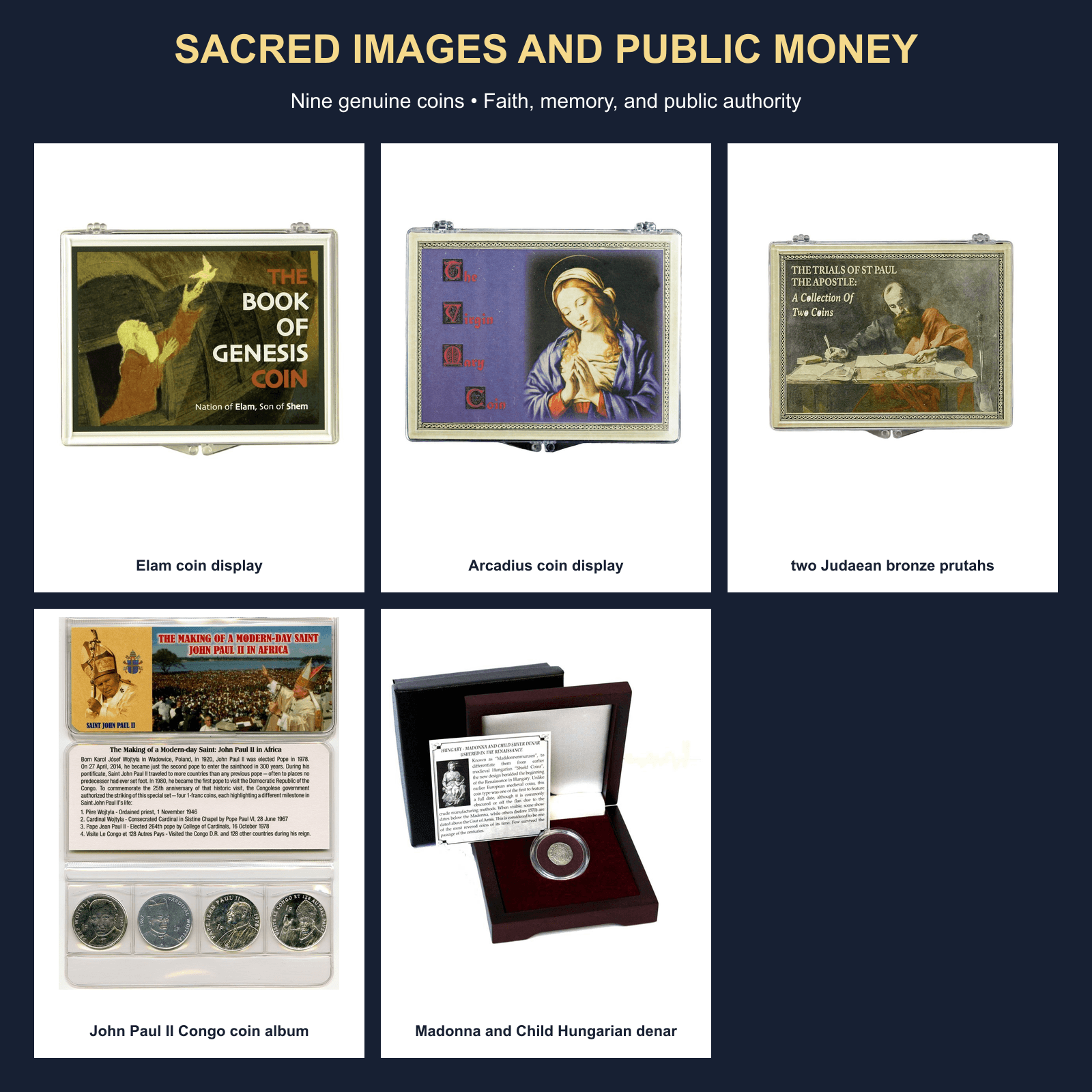 Sacred Images and Public Money: 9-Piece Coin Collection physical curated coin collection