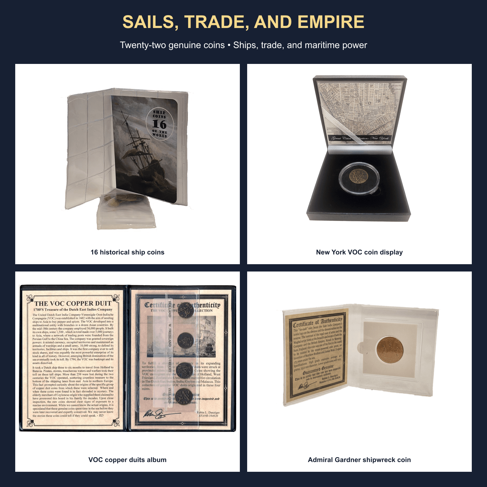 Sails, Trade, and Empire: 22-Piece Maritime Coin Collection physical curated coin collection