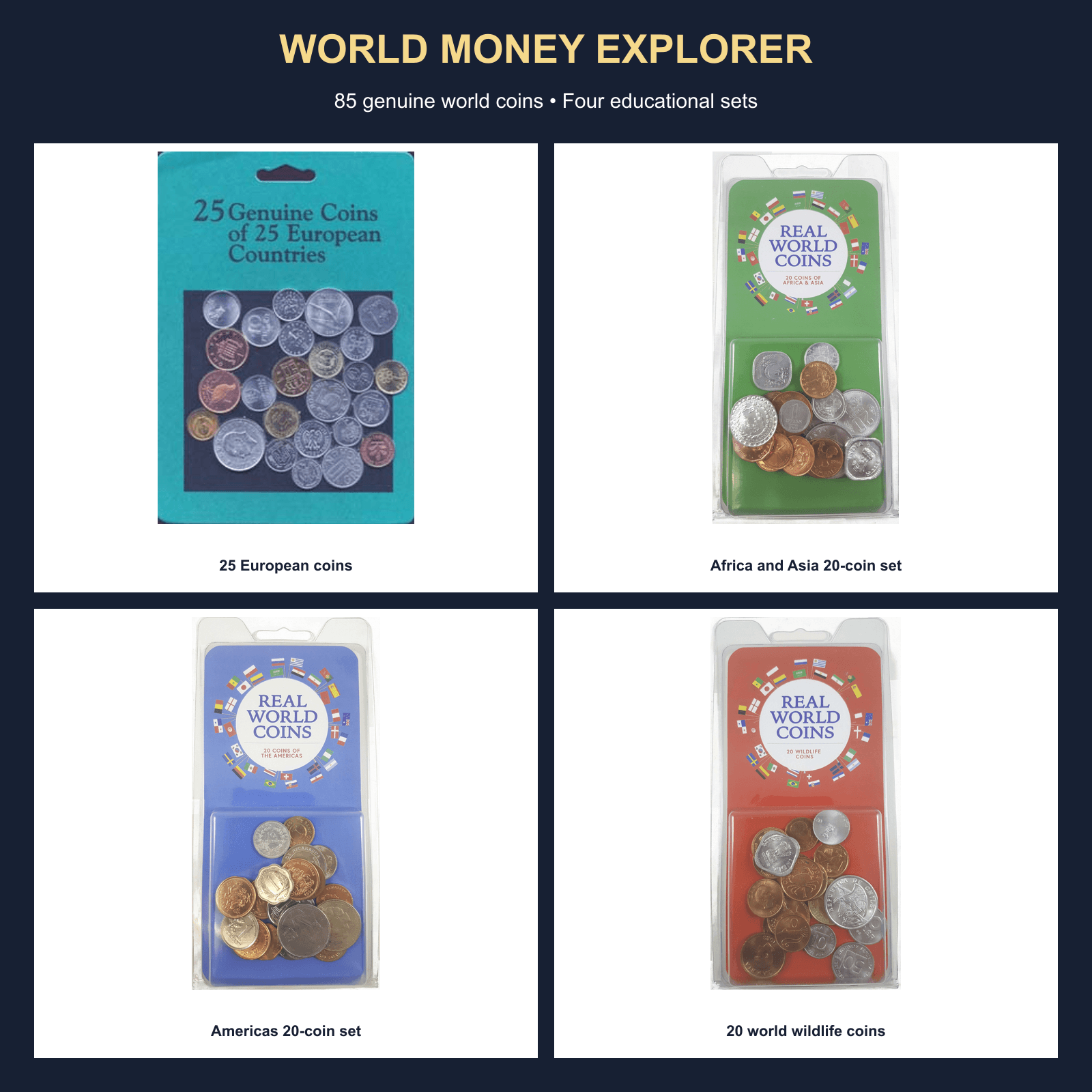 World Money Explorer: Four-Set 85-Coin Global Collection physical curated coin collection