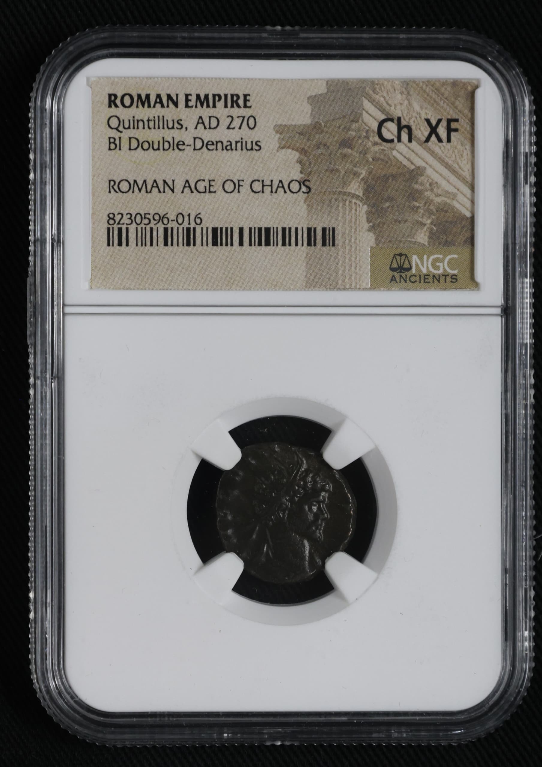 NGC-Certified Roman Coin: Quintillus, ANT, Grade CH-XF β representative ECC supplier stock image; exact coin and slab vary