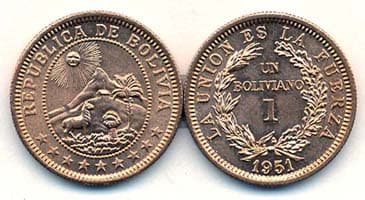 Bolivia KM184(U) 1 Boliviano – Lot of 20 representative product image