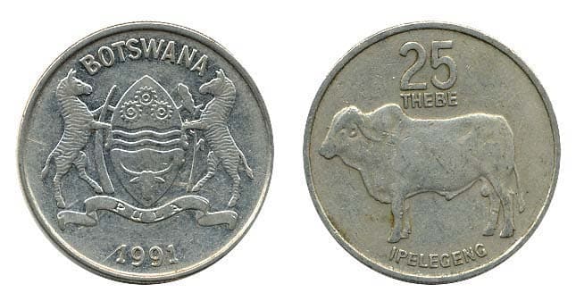 Botswana KM6,6A(VF) 25 Thebe β Lot of 50 representative product image