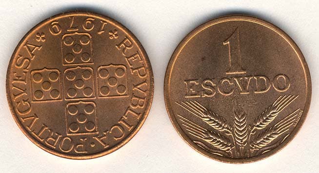 Portugal KM597(U) 1 Escudo β Lot of 20 representative product image