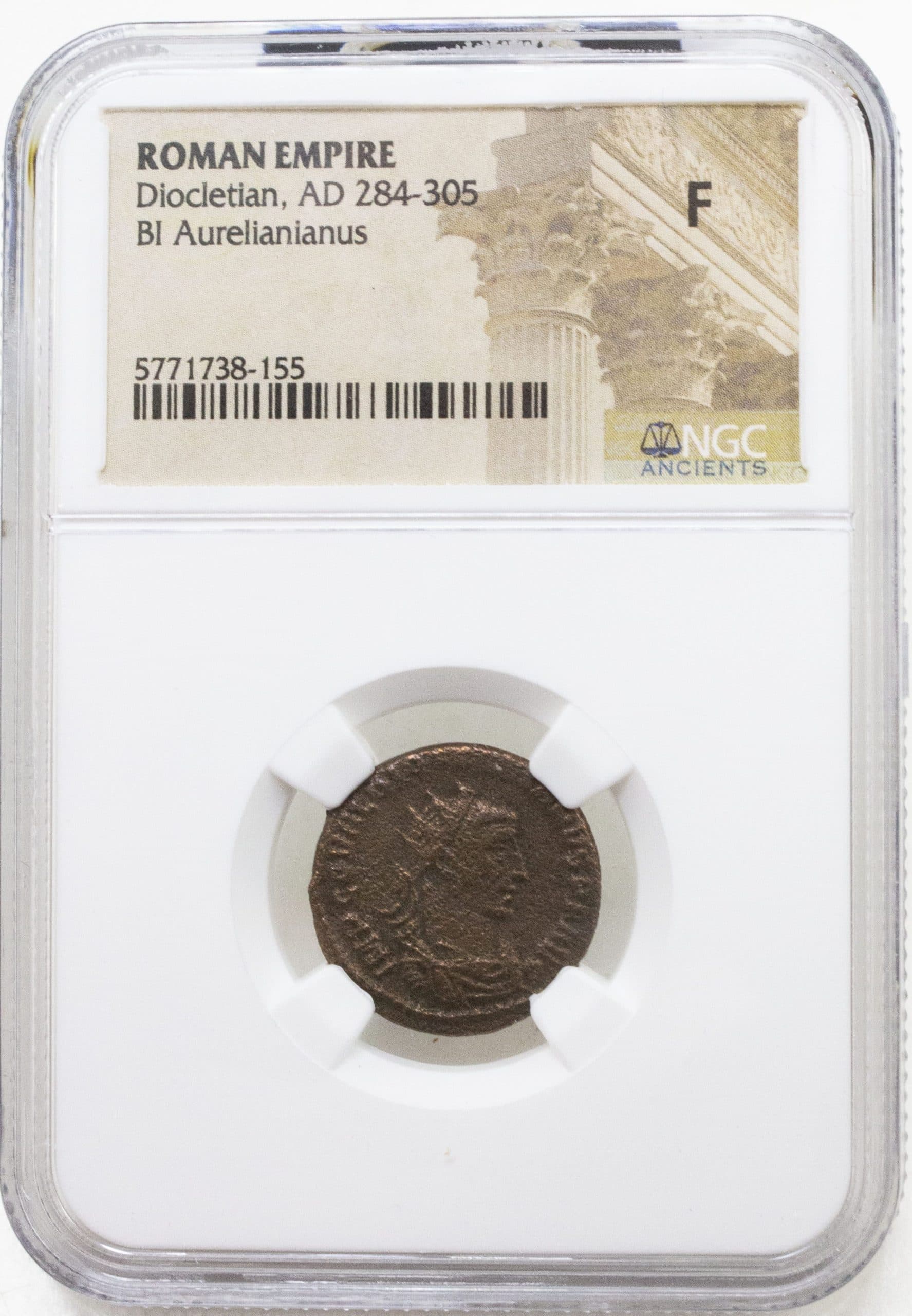 NGC-Certified Roman Coin: Diocletian, ANT, Grade F β representative ECC supplier stock image; exact coin and slab vary