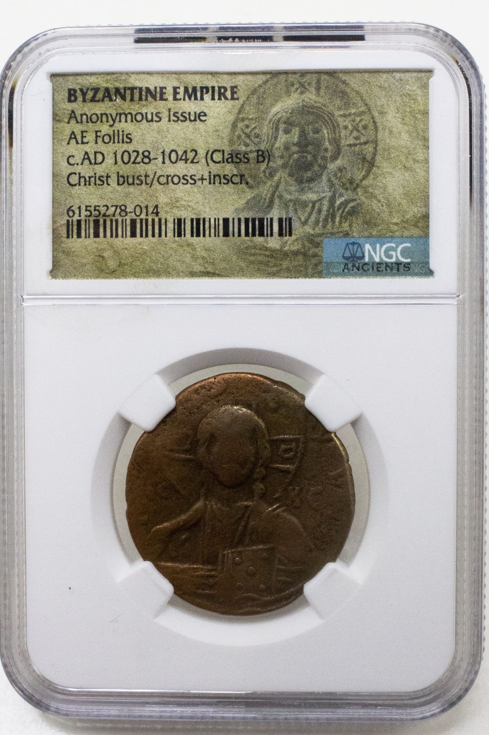 NGC-Certified Roman Coin: Byz. Christ folles, 22, Grade LG β representative ECC supplier stock image; exact coin and slab vary