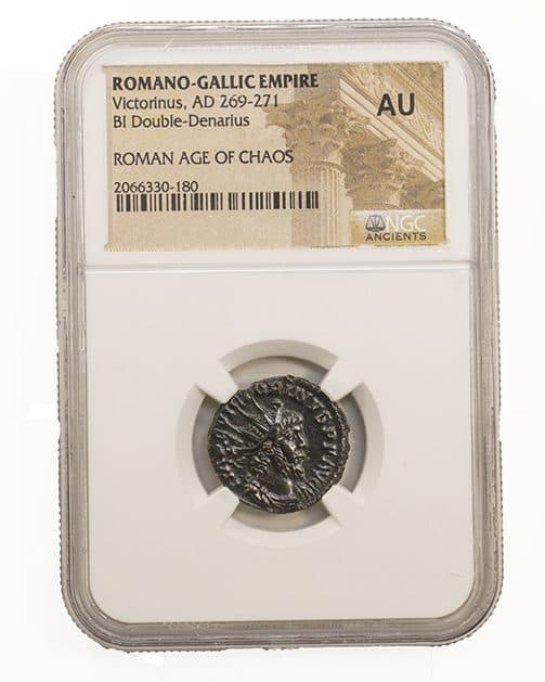 NGC-Certified Roman Coin: Victorinus, ANT, Grade AU β representative ECC supplier stock image; exact coin and slab vary