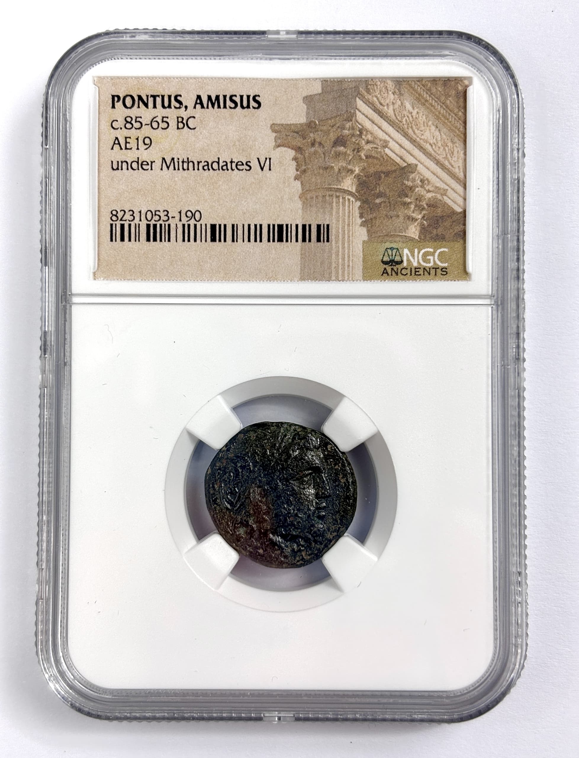 NGC-Certified Roman Coin: Mithradates Zeus type, 58, Grade NG β representative ECC supplier stock image; exact coin and slab vary