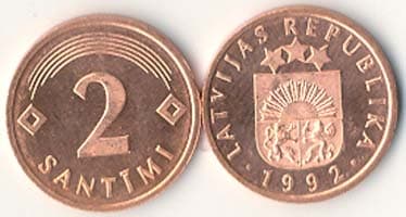 Latvia KM21(U) 2 Santimi β Lot of 100 representative product image
