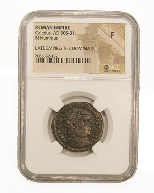 NGC-Certified Roman Coin: Galerius, ANT, Grade LG β representative ECC supplier stock image; exact coin and slab vary