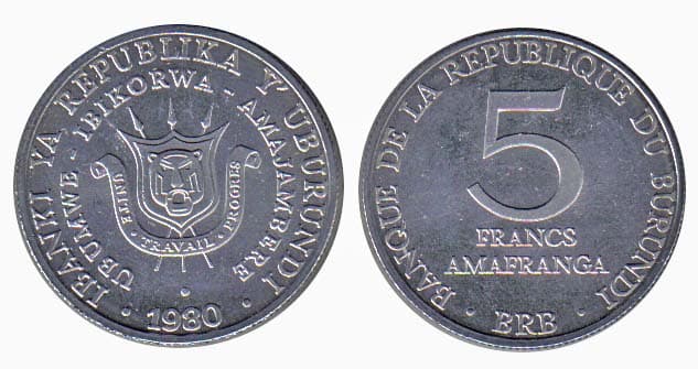 Burundi KM20(U) 5 Francs – Lot of 30 representative product image