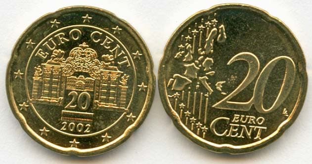 Austria KM3086(U) 20 Aust. Cents β Lot of 30 representative product image