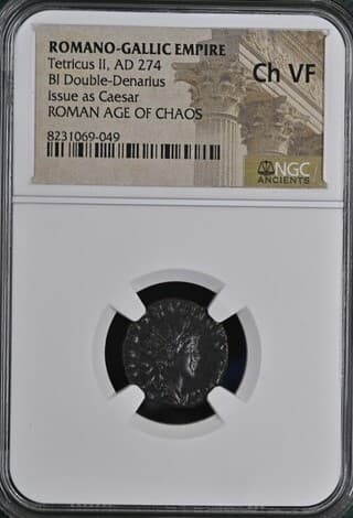 NGC-Certified Roman Coin: TETRICUS2ND(ANT), Grade CH-VF β representative ECC supplier stock image; exact coin and slab vary