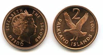 1,000 Falkland Islands KM131(U) 2 Pence Bulk World Coins representative product image