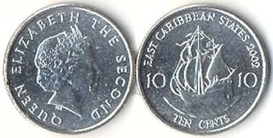 East Caribbean KM37(U) 10 Cents - St. Lucia β Lot of 50 representative product image