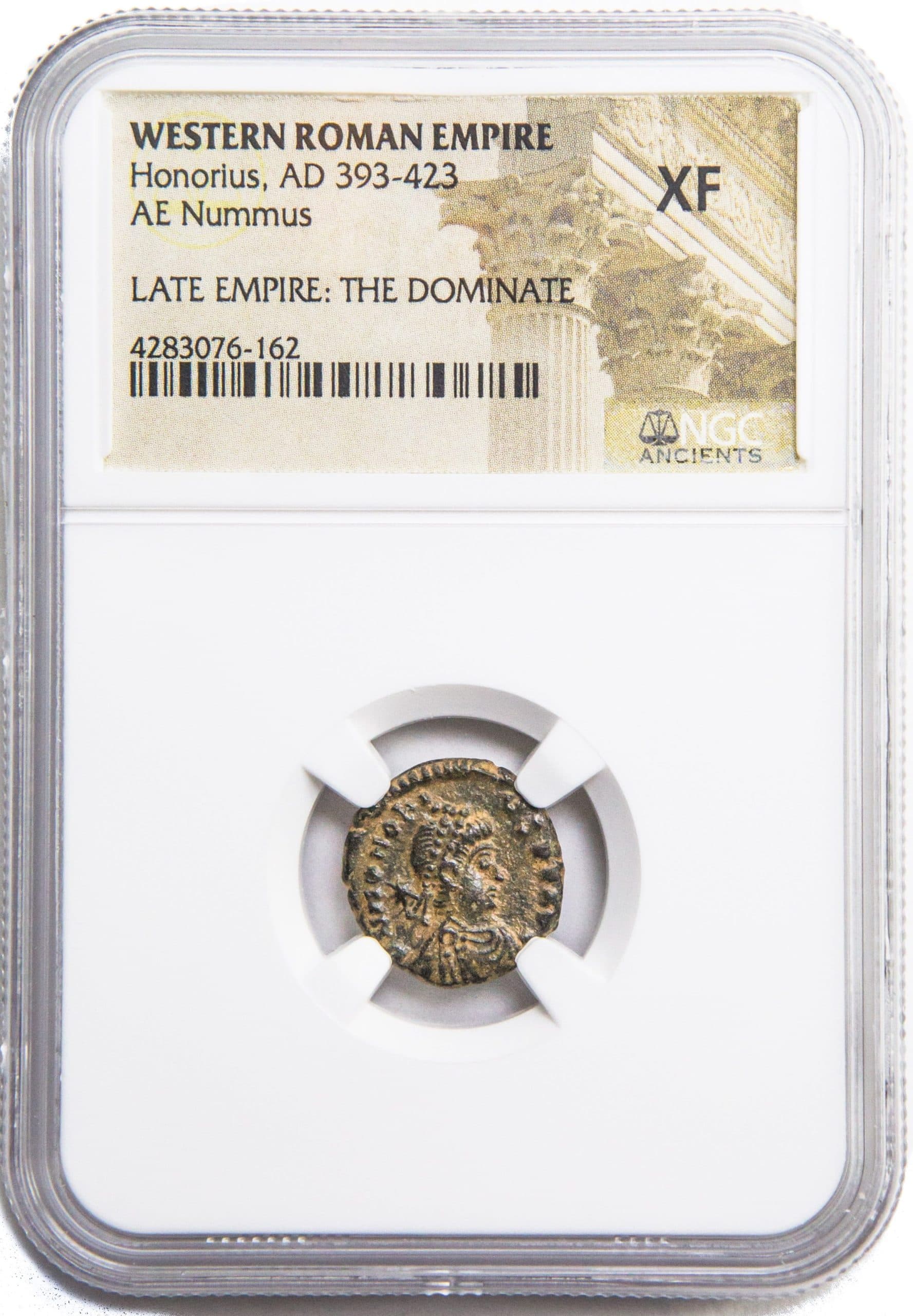 NGC-Certified Roman Coin: Honorius, AE4, Grade XF β representative ECC supplier stock image; exact coin and slab vary