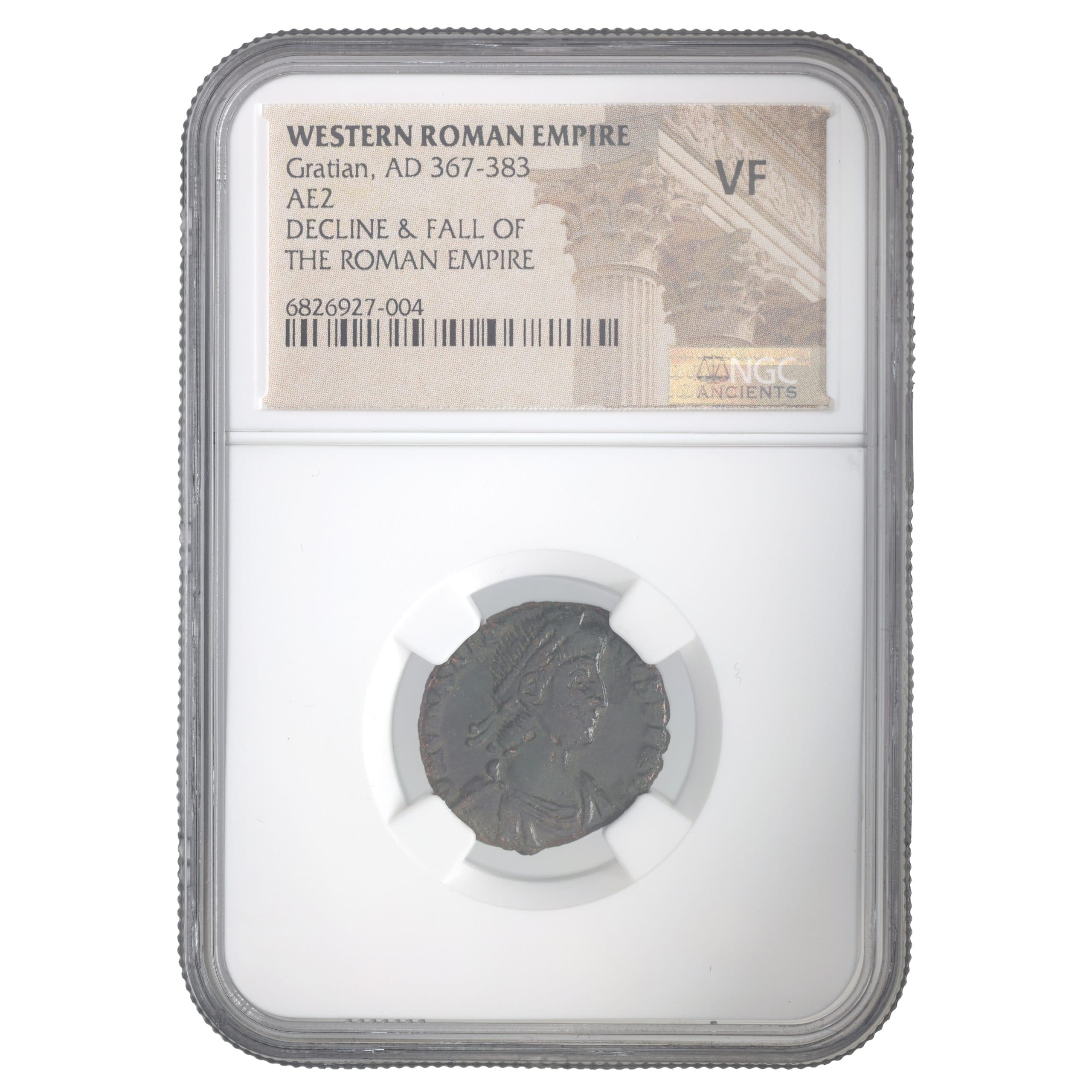 NGC-Certified Roman Coin: Gratian, AE2, Grade VF β representative ECC supplier stock image; exact coin and slab vary