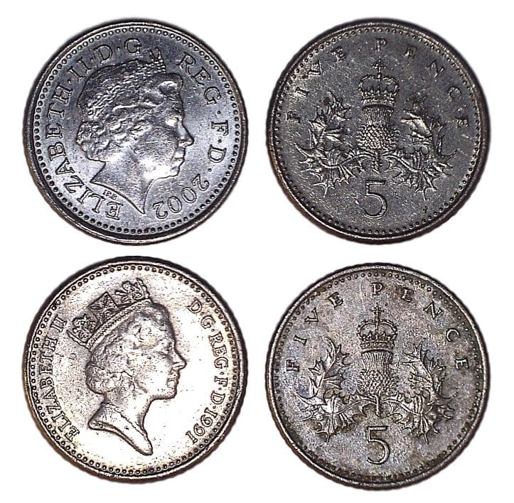 Great Britain KM937b-988(XF-AU) 5 Pence Mix β Lot of 47 representative product image