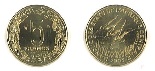Central African St. KM7(U) 5 Francs (2003) β Lot of 75 representative product image