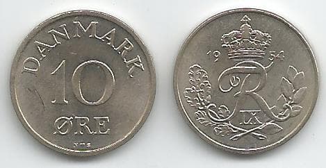 Denmark KM841.1(U) 10 Ore – Lot of 12 representative product image