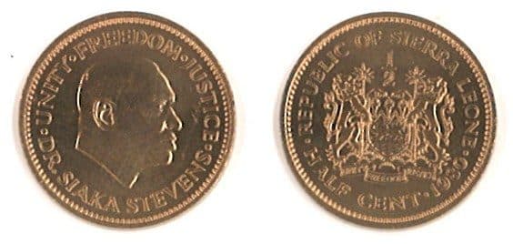 Sierra Leone KM31(U) 1/2 Cent β Lot of 25 representative product image
