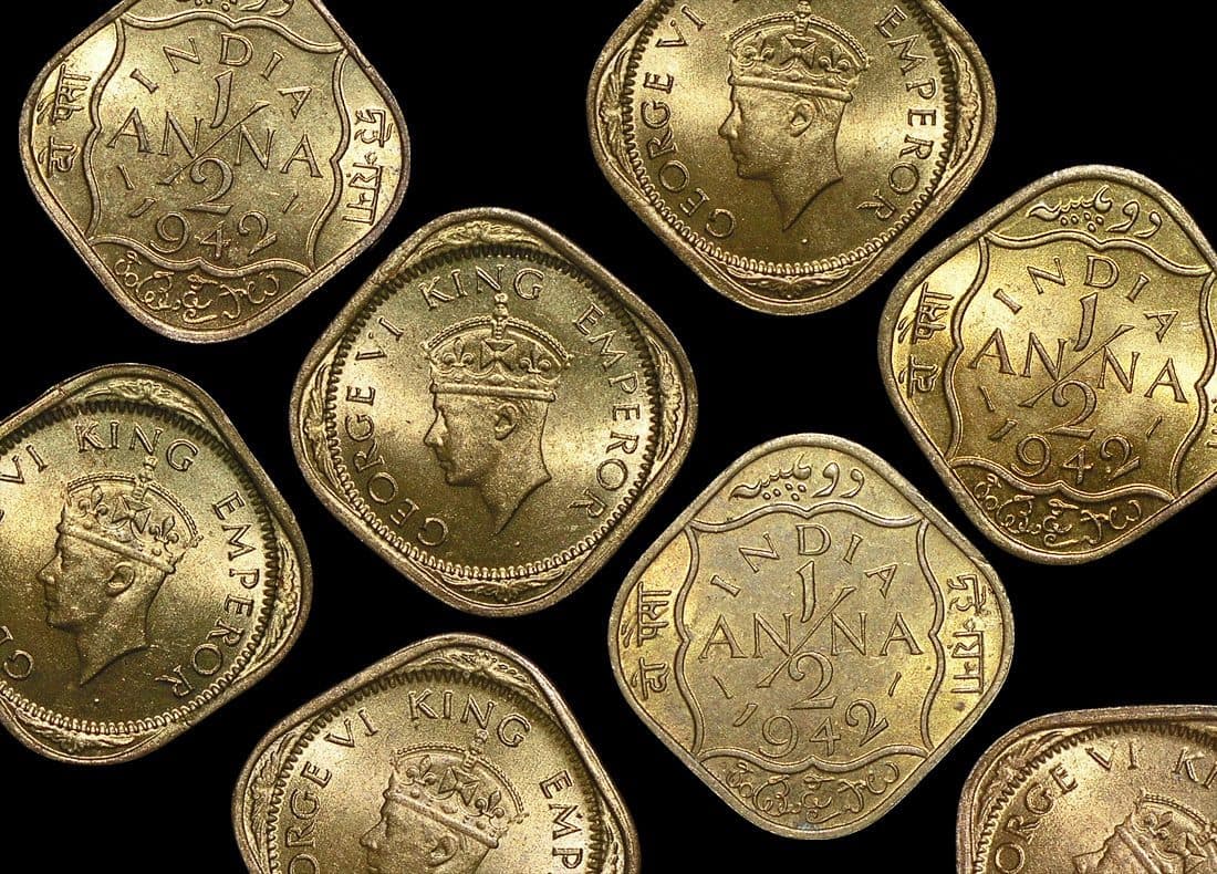 British India KM534b.1(1942)(AU-U) British India, George VI (1936-1952), Half Anna, dated 1942 – Lot of 6 representative product image