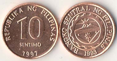 1,000 Philippines KM270(U) 10 Centimos Bulk World Coins representative product image