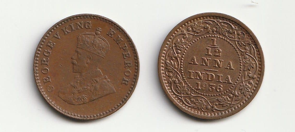 British India KM509(AU-VF) British India, George V (1910-1936), Twelfth of an Anna β Lot of 9 representative product image