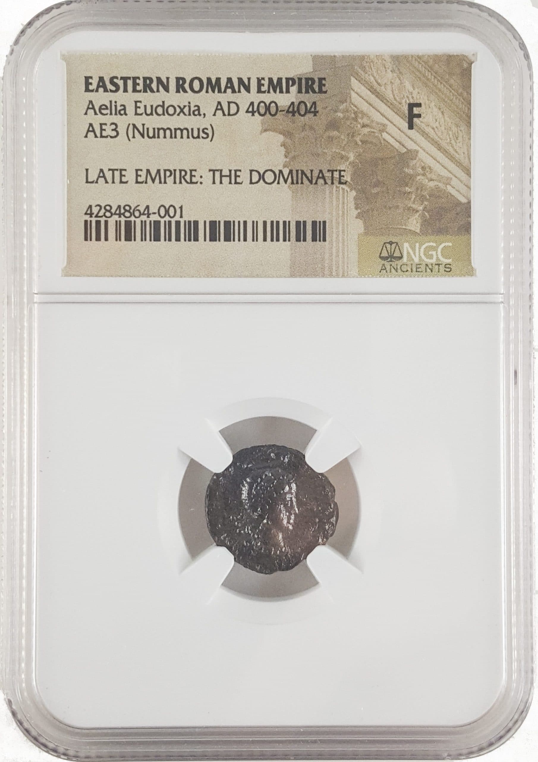 NGC-Certified Roman Coin: Aelia Eudoxia, AE3/4, Grade LG β representative ECC supplier stock image; exact coin and slab vary