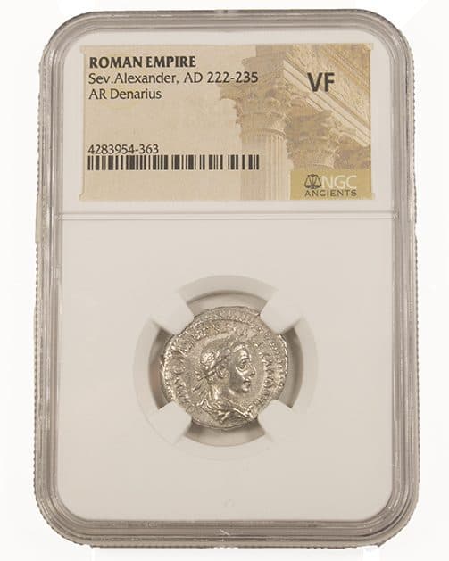 NGC-Certified Roman Coin: Severus Alexander, Denarius, Grade VF β representative ECC supplier stock image; exact coin and slab vary